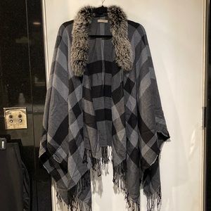 Burberry genuine rabbit fur cape scarf wrap.